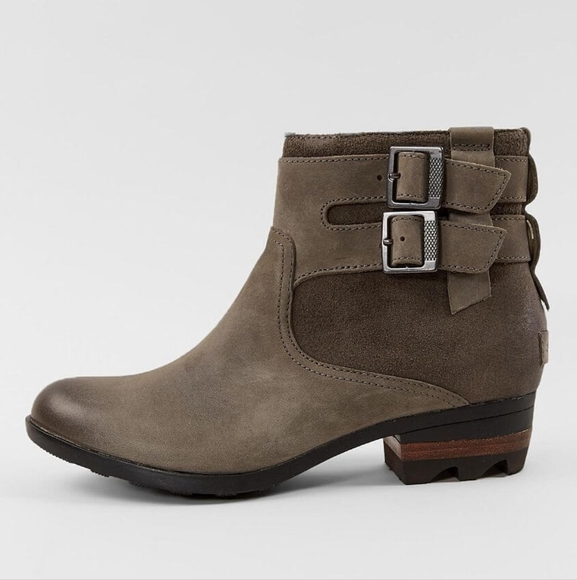 Sorel Suede Taupe Lolla Waterproof Outdoor Buckle Grunge Ankle Boots Size 6 - Picture 1 of 8
